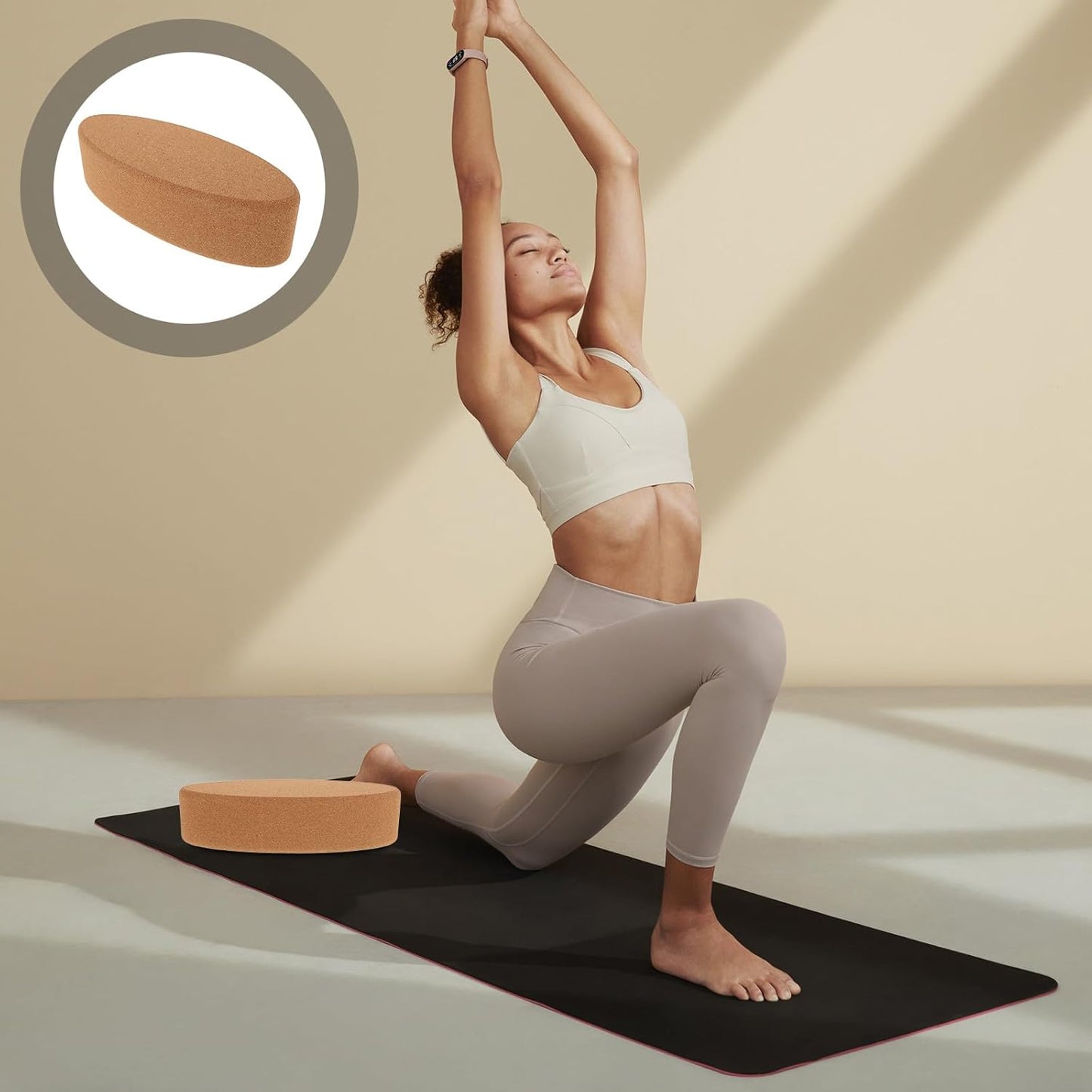 Cork Yoga Blocks High Density Oval Shape Non-slip Soft Yoga Accessories for Women and Men for Pilates Stretching Calf and Heel Support