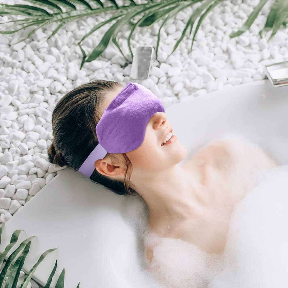 Umisleep Lavender Eye Mask, Aromatherapy Weighted Sleep Mask for Dry Eyes Men Women, Microwave Heated Hot Therapy Eye Cover Moist Compression Pain Relief, Pillow for Puffy Eyes, Sinus Pain, Grey