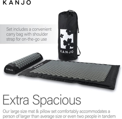 Kanjo Acupressure Mat and Pillow Set for Back Pain Relief & Neck Pain Relief, with Pressure Points for Muscle Pain Relief with Travel Bag - Amethyst