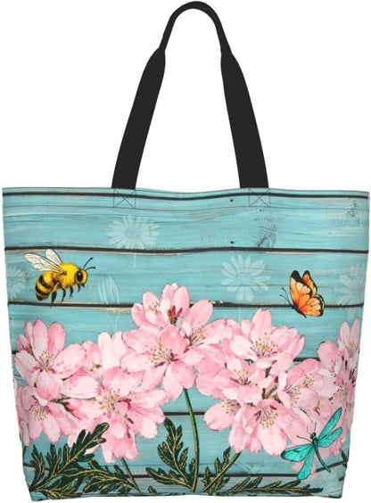 Tote Shoulder Bag Large Durable Reusable Eco-friendly Handbag Lightweight Stylish for Daily Use-19.7x15.7x5.9 Inch - Colors B