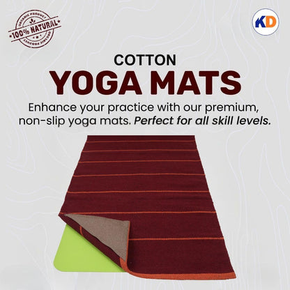 KD Yoga Rug Mat Convert Plastic Yoga Mat to Eco Friendly 100% Cotton Gripping with Corner Pocket