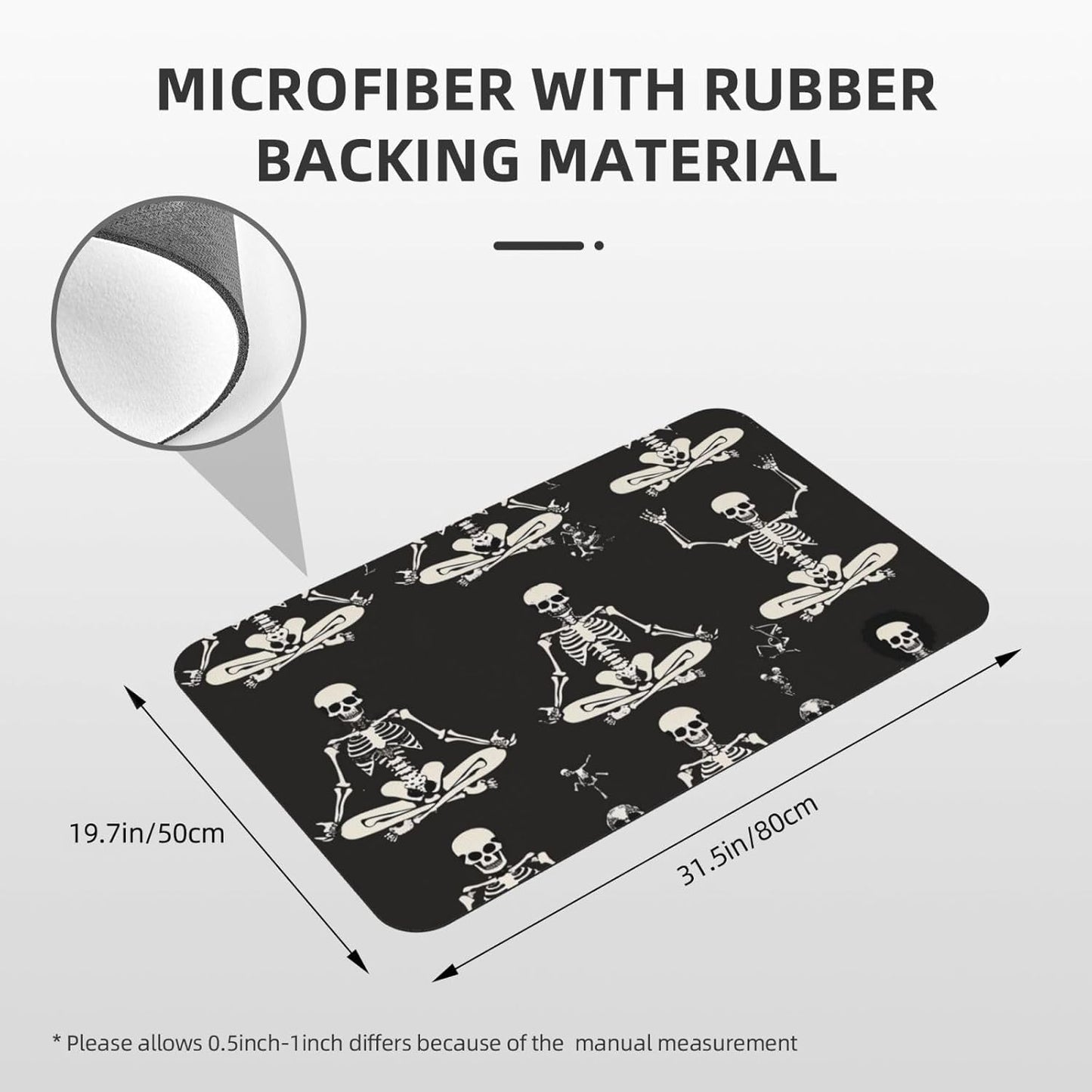 Skull Yoga Printed Rounded Corner Diatomaceous Doormat 31.5x19.7 Inch Bath Mat Rug Non Slip Shower Floor Mat, Absorbent Bathroom Rugs Mat for Anti Slip Shower Mat, Housewarming Gift