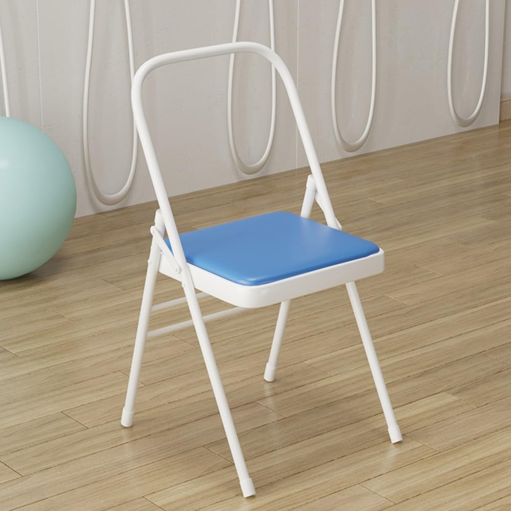 Folding Yoga Chair, Yoga Auxiliary Chair Backless, Bend Back Chair, Non-Slip Yoga Chair, for Flexibility/Strength Training/Balance Handstand(Blue)
