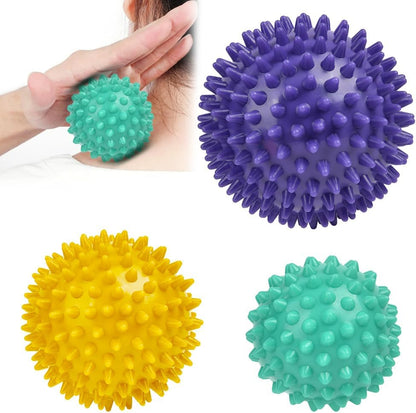 URAQT Spiky Massage Ball Set, 2 Pack Physical Therapy Massage Balls, Hard Lacrosse Ball & Spiky Massage Ball for Myofascial Release and Trigger Point Deep Tissue Massage (Red)