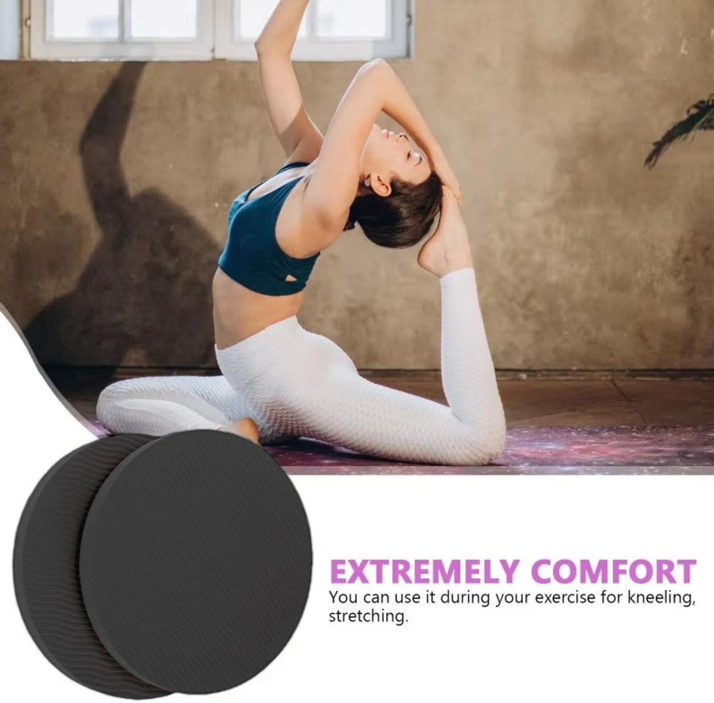 2-piece set yoga knee pads and exercise mats - super thick anti slip support for thick boards, gardening, push ups, knees, Pilates, and floor exercises - knees, elbows, wrists