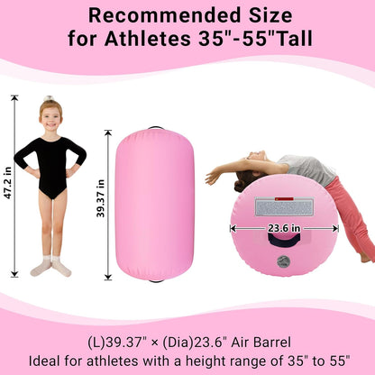 CZGBRO Gymnastics Barrel Air Roller with Pump, Inflatable Tumbling Equipment Air Mat Octagon Mat for Backhandspring Training Cheerleading Home Use