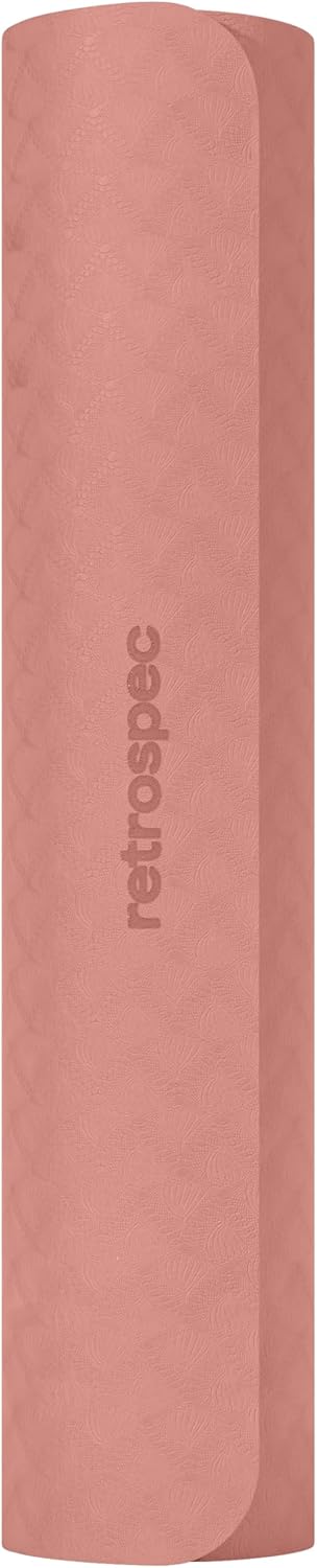Retrospec Zuma Yoga Mat 6mm Thick Non-Slip TPE Exercise Mat | Cushioned Workout Mat for Yoga Pilates and Home Stretching | 72 x 24 with Carrying Strap