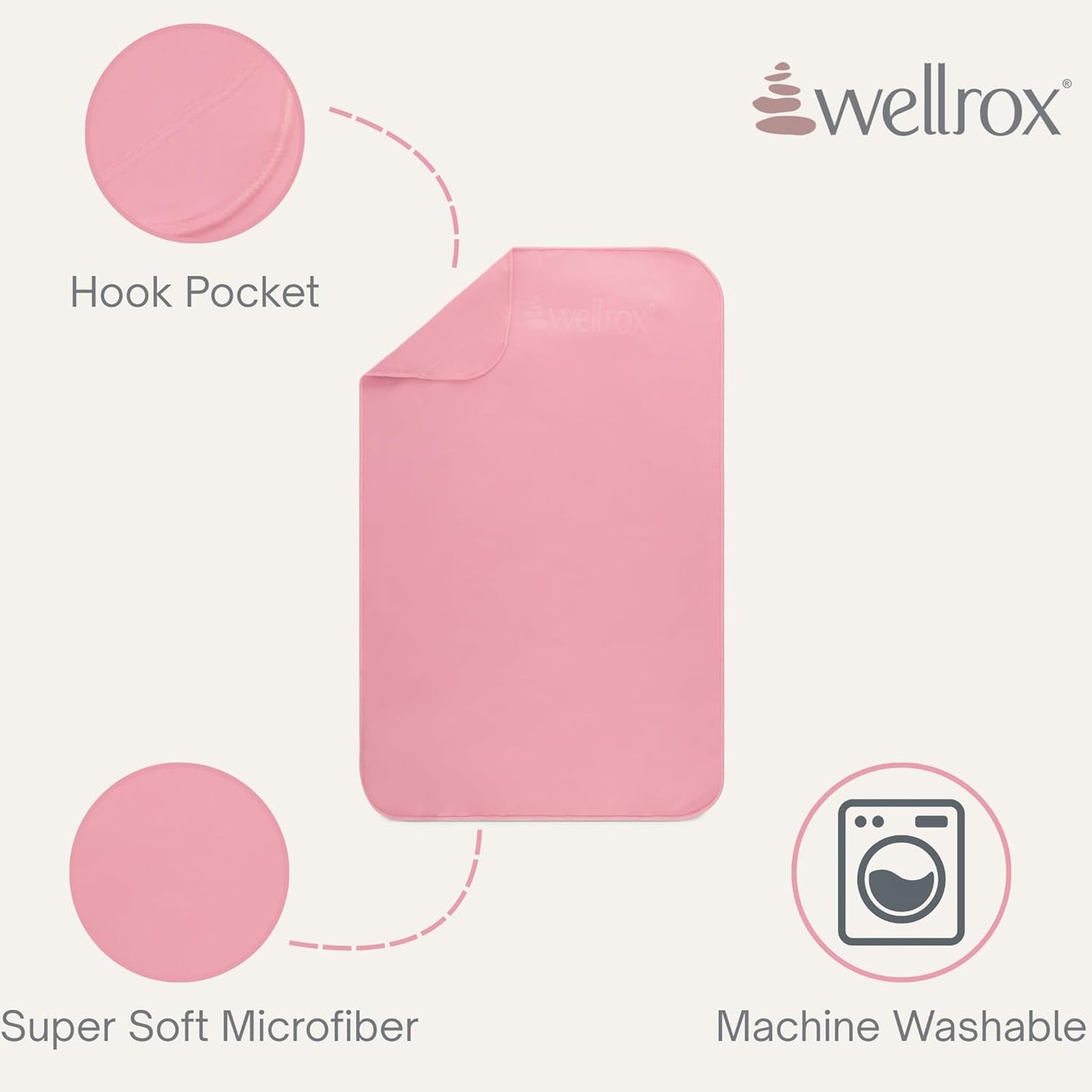 Wellrox Microfiber Yoga Hand Towel – Super Soft, Quick-Dry, Non Slip Yoga Towel for Hot Pilates, Gym & Workouts (26.5" x 16", Lavender)
