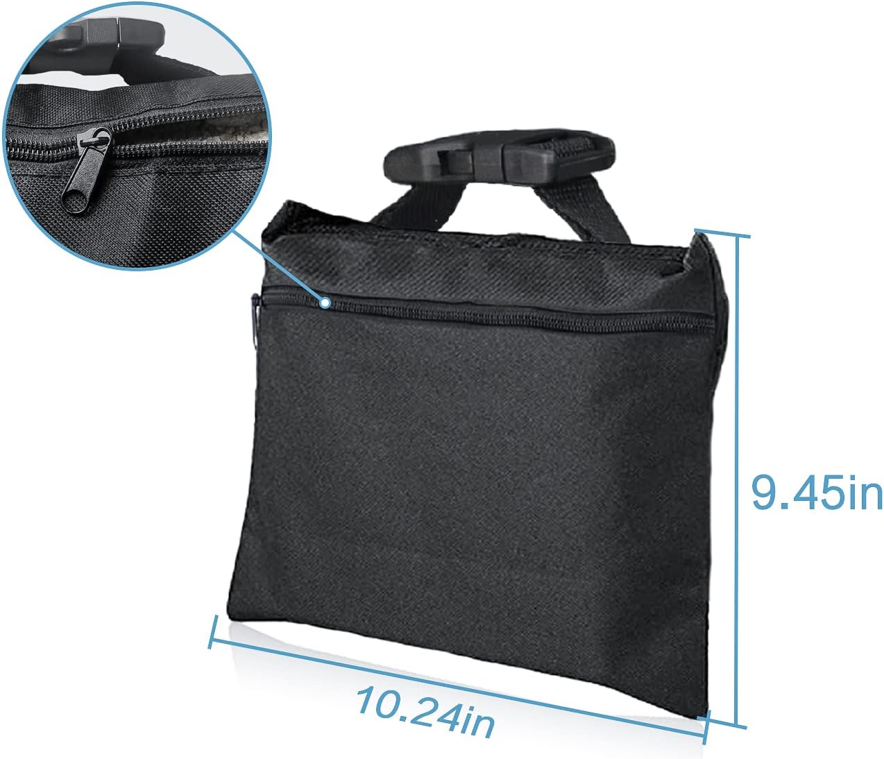 Sandbags 4 Packs with 4 PE Bags, Heavy Duty Sand Bags, Sand Bags for Weight with Zipper and Buckle Straps for Support Light Stand, More 2/4/6/8/10/12 Packs Sand Bag to Choose.