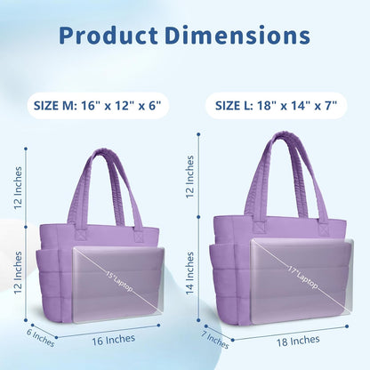 TOPDesign Puffer Tote Bag for Women, Lightweight Puffy Handbag with Compartments, Quilted Shoulder Bag for Work, Travel, Gym - Colors A