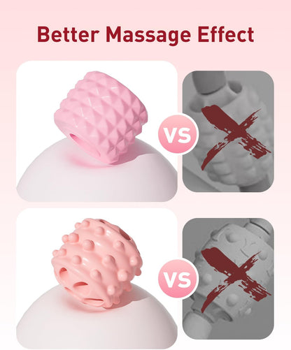 Massage Roller for Legs,21 Wheel Circular Leg Clamp+3 Wheel Massage Roller Stick Lymphatic Massage for Relieve Soreness Stiffness Tight Muscles Deep Tissue-Pink
