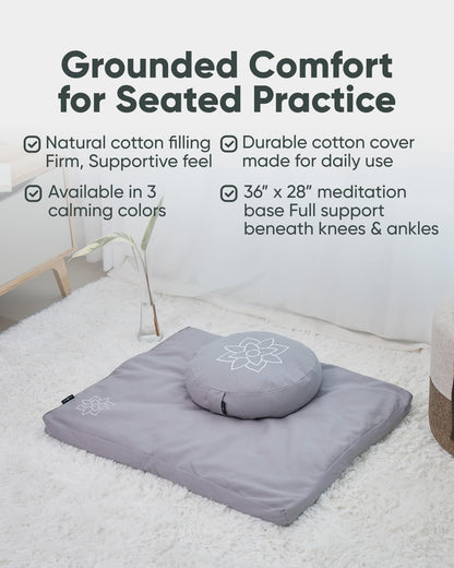 Mindful & Modern Zabuton Meditation Mat - Cotton Filled Yoga and Meditation Pad - Zabuton Meditation Cushion for Kneeling and Sitting Support - Large Rectangular Sitting Floor Pillow for Bench or Zafu