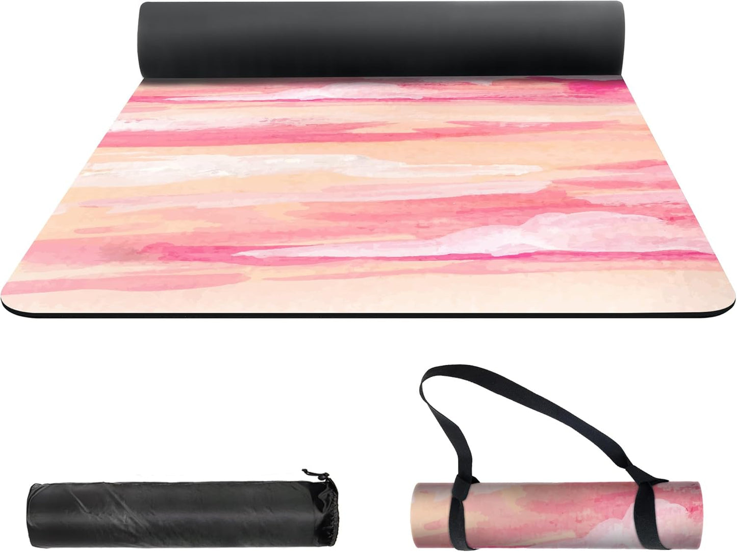 nuveti Yoga Mat Print Extra Thick TPE Non Slip Fitness Exercise Mat with Carrying Bag,72"x24" Extra Thick 6MM Exercise & Workout Mat for Yoga, Pilates Fitness and Floor Exercises - Colors B