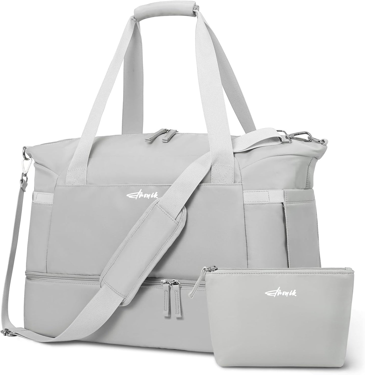 ETRONIK Gym Bag for Women, Personal Item Travel Bag with Shoes Compartment, Weekender Overnight Duffel Bag with Wet Pocket, Carry On Bag for Women, Travel, Gym, Weekend (Beige)