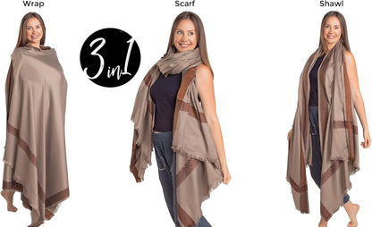 Soft Premium Wool Blend Meditation Shawl - Large Unisex Prayer Wrap, Oversize Scarf & Versatile Blanket