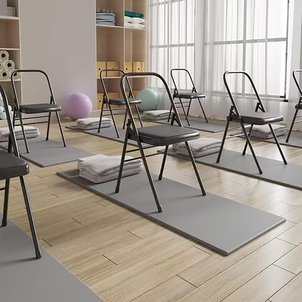 Iyengar Yoga Chair Backless Yoga Chair Pilates Chair Yoga Inversion Chair PU Fabric Foldable Balance Training,Black