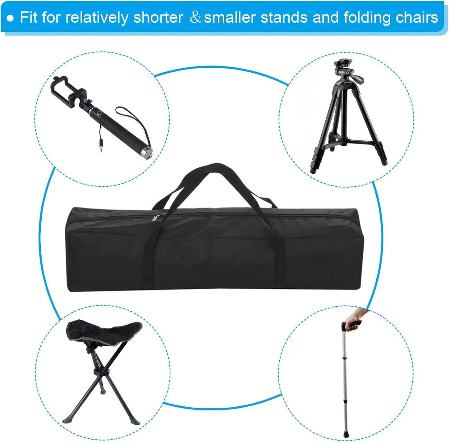 PATIKIL 25 Inch Camp Chair Replacement Bag, Nylon Foldable Carrying Bag Large Zippered Bag with Shoulder Strap for Camping Travel, Black