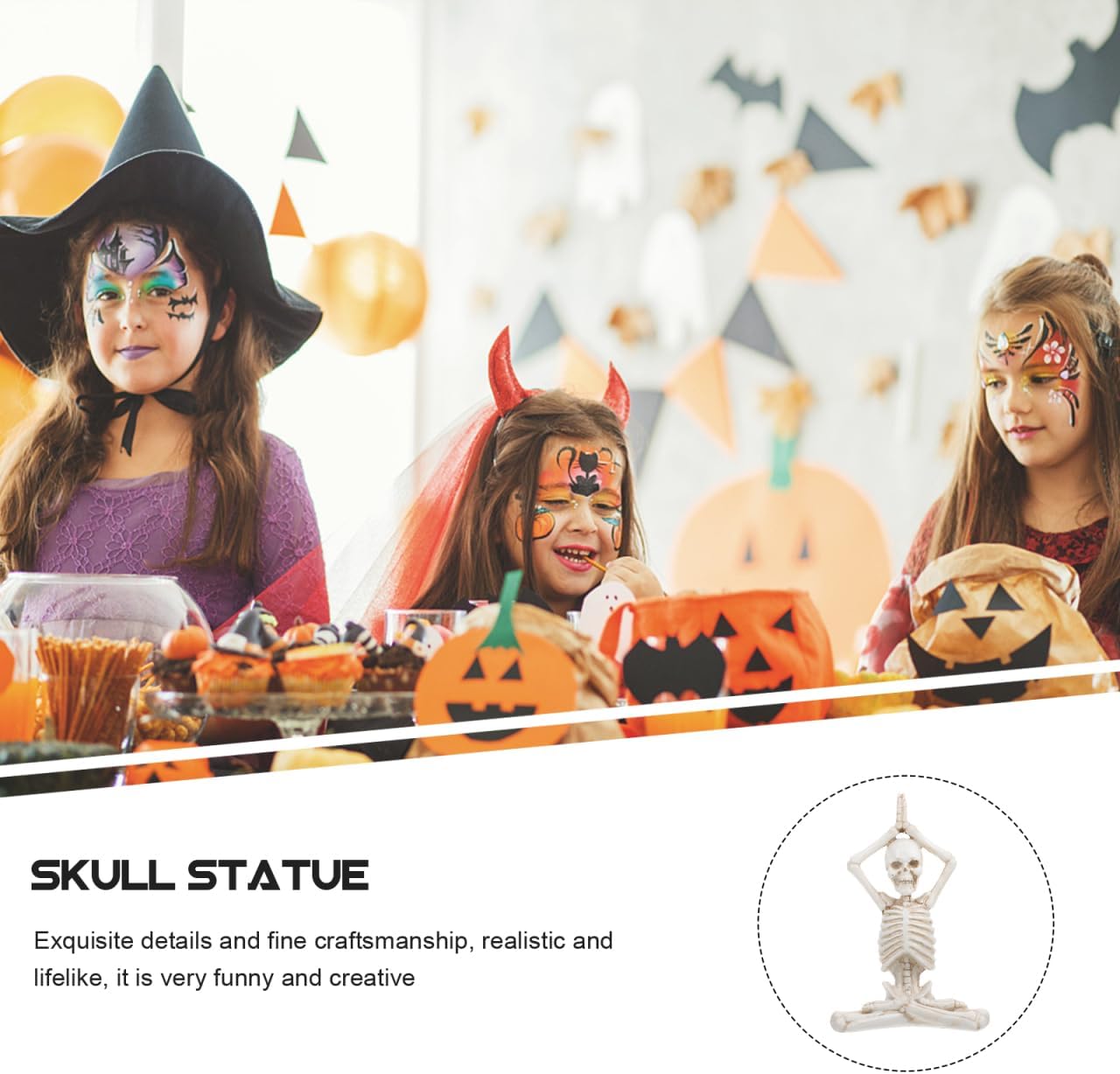 LIFKOME Halloween Village Set Halloween Yoga Skeleton Figurine Halloween Meditation Yoga Skeleton Statue Halloween Meditation Yoga Table Decoration (Style 1) Halloween Skeleton
