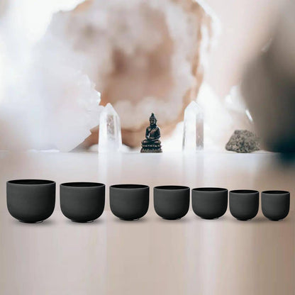Ryan Dvan 432Hz 7"-12" Set of 7 Crystal Singing Bowl Set ¨C Gradient Color Quartz Bowls for Chakra Healing, Meditation, Sound Bath & Yoga.Sound Therapy Tools with Suede Mallets & O-Rings.