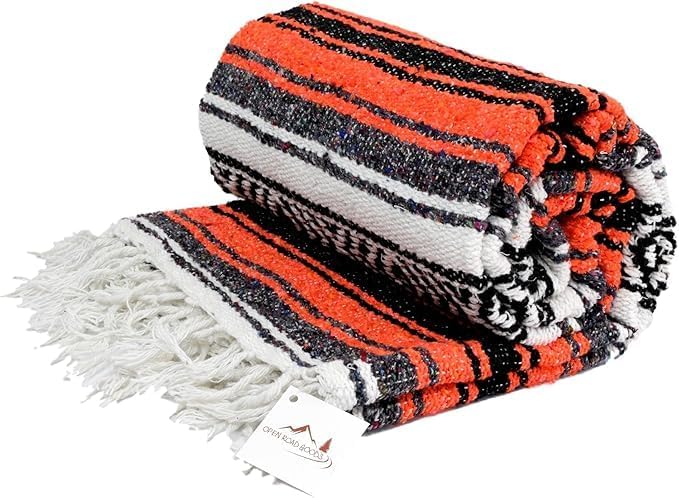 Open Road Goods Bulk Falsa Blankets - Handwoven Authentic Mexican Falsa - Great for Weddings, Yoga, Beach, Picnics, or Mexican Throw! (Tan, 7 Pack)