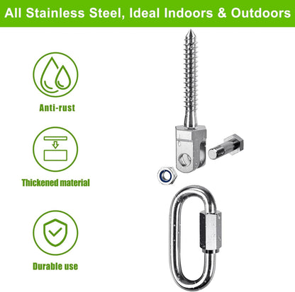 SELEWARE Heavy Duty 180° Swing Hangers, Stainless Steel Eye Screw Bracket, 1800 LB Capacity Playground Yoga Hammock Rope Tire Web Chair Sandbag Punching Bag Porch Swing Sets (6 Pack)