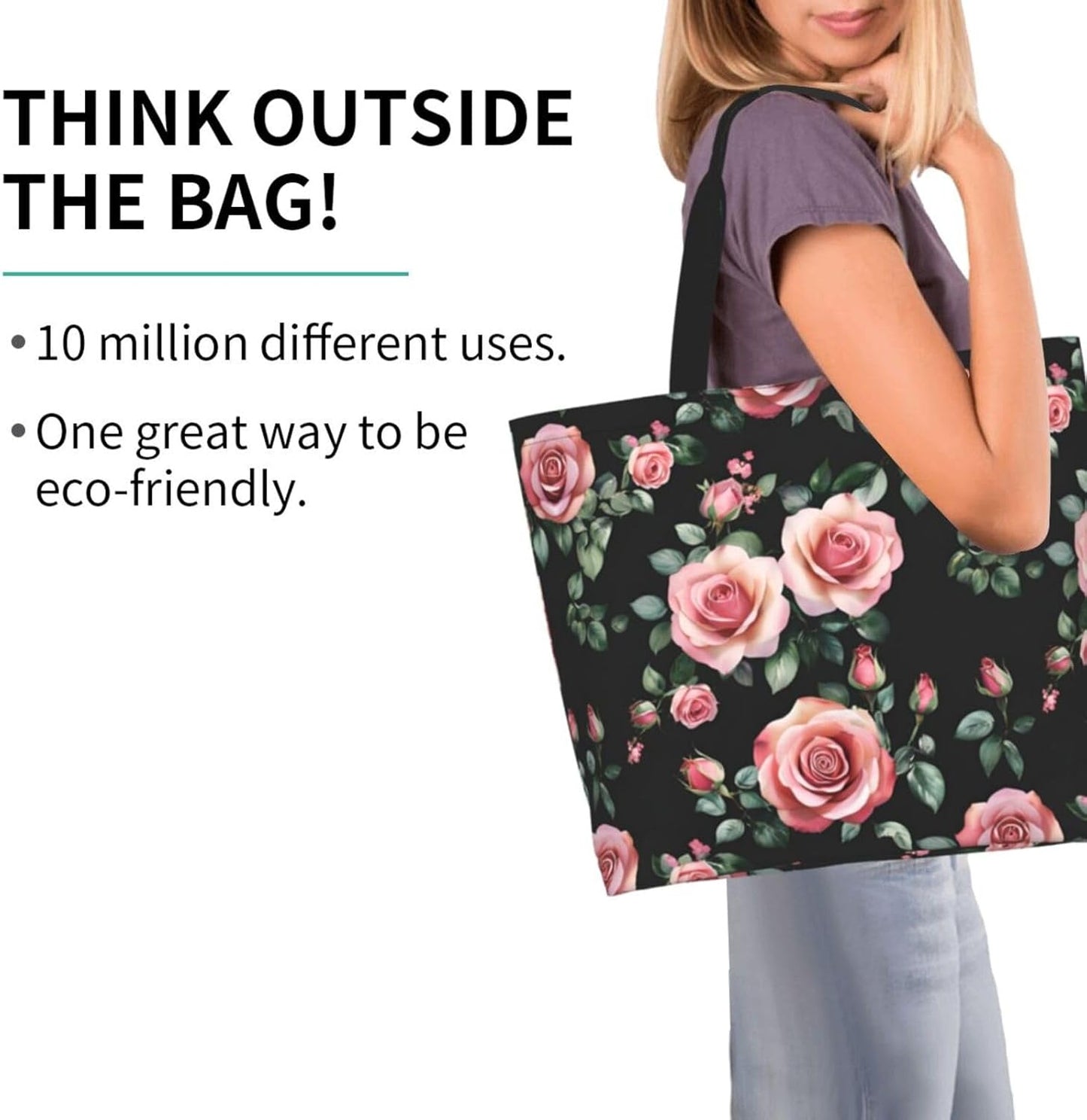 Tote Shoulder Bag Large Durable Reusable Eco-friendly Handbag Lightweight Stylish for Daily Use-19.7x15.7x5.9 Inch - Colors A