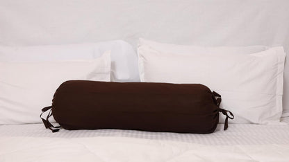 Saffron Quilted Bolster Pillow Cover (Brown, 8" Diameter x24 Long (20 cm x 60 cm))