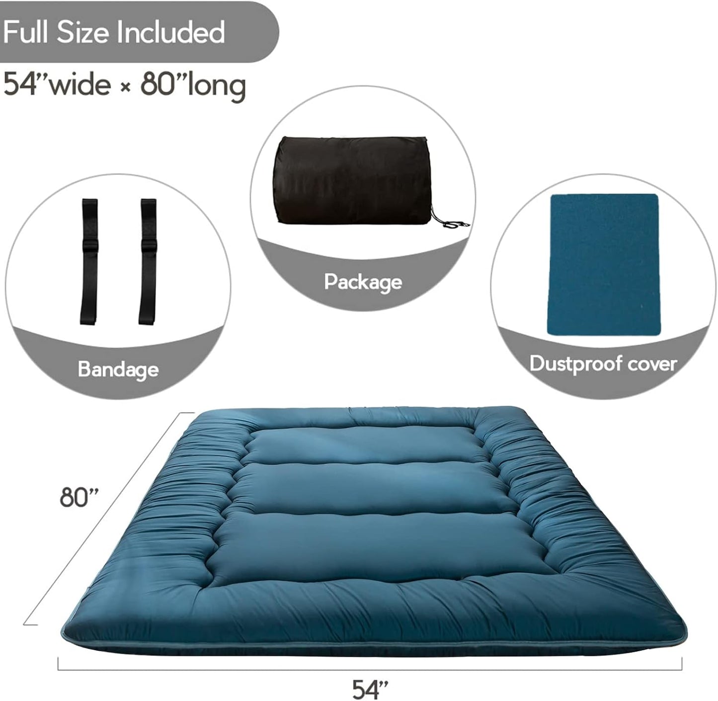 MAXYOYO Bohemian Retro Mattress Boho Floral Japanese Futon Mattress Tatami Floor Mat Foldable Portable Camping, Sleeping Pad, Lounger Couch Bed Full Size