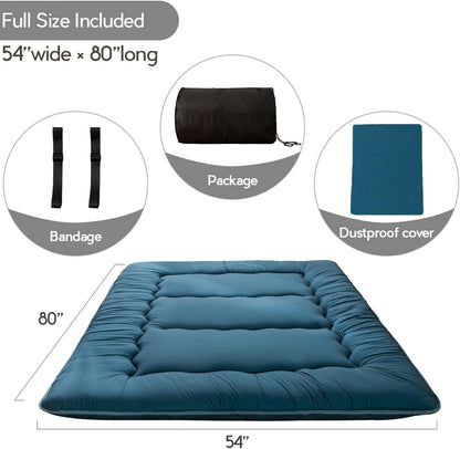 MAXYOYO Bohemian Retro Mattress Boho Floral Japanese Futon Mattress Tatami Floor Mat Foldable Portable Camping, Sleeping Pad, Lounger Couch Bed Full Size