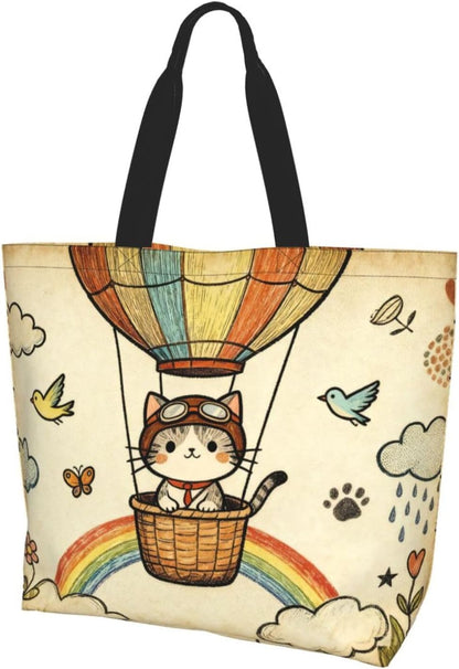 Tote Shoulder Bag Large Durable Reusable Eco-friendly Handbag Lightweight Stylish for Daily Use-19.7x15.7x5.9 Inch - Colors A