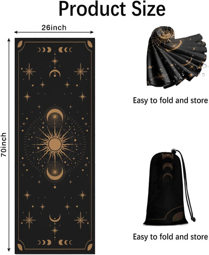 Hot Yoga Mat Towel with Corner Pockets Yoga Towels for Hot Yoga Non Slip with Travel Bag Sweat Absorbent Yoga Blankets Mat Cover for Workout Gym 70"x26" (Mountain-01, 70x26)