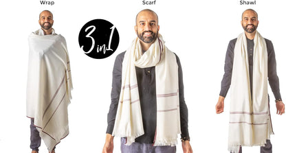 Versatile Premium Wool Blend Meditation Shawl - Large Unisex Prayer Wrap, Oversized Scarf & Yoga Blanket