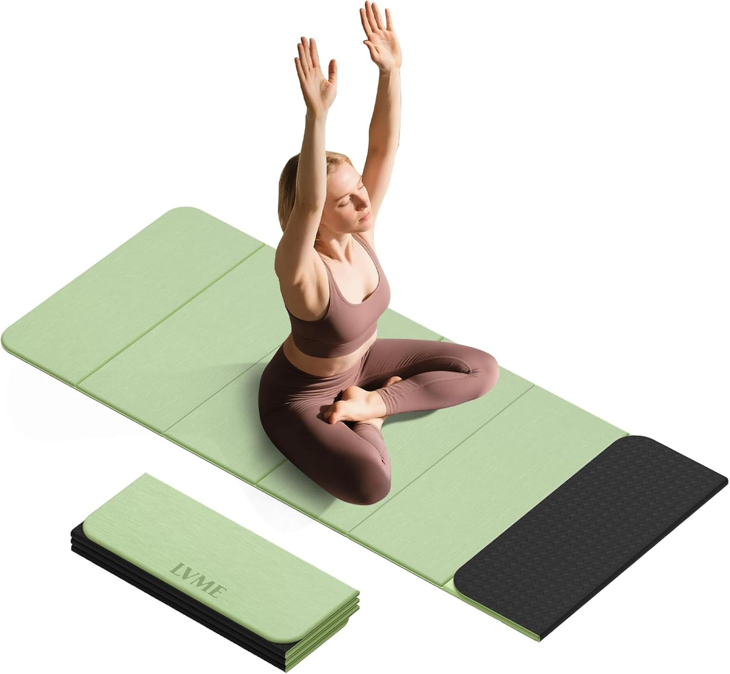 Foldable Yoga Mat 0.32 inches Thick(8mm), SGS Certified POE Material, Non Slip, 71 x 24 inches, Foldable for Travel, Pilates, Camping, Environmental Sports Mat, Odorless