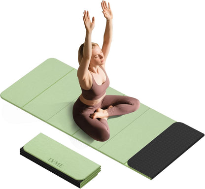 Foldable Yoga Mat 0.32 inches Thick(8mm), SGS Certified POE Material, Non Slip, 71 x 24 inches, Foldable for Travel, Pilates, Camping, Environmental Sports Mat, Odorless