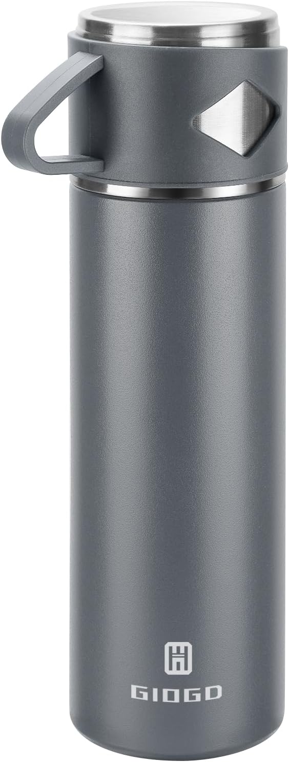 Stainless Steel Thermo 500ml/16.9oz Vacuum Insulated Bottle with Cup for Coffee Hot drink and Cold drink water flask.(Pink,Set)