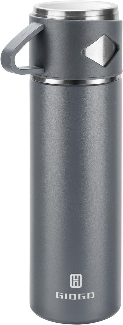Stainless Steel Thermo 500ml/16.9oz Vacuum Insulated Bottle with Cup for Coffee Hot drink and Cold drink water flask.(Pink,Set)