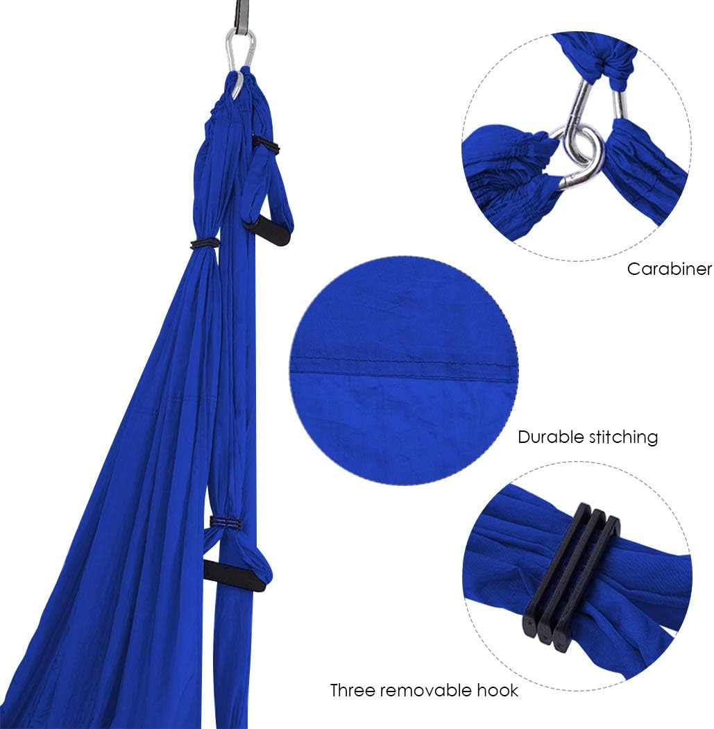 Aerial Yoga Swing Set with 2 Extension Straps - Anti-Gravity Aerial Yoga Hammock Sling for Inversion Exercises, Indoor Outdoor Home Gym Fitness Equipment