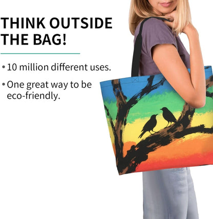 Tote Shoulder Bag Large Durable Reusable Eco-friendly Handbag Lightweight Stylish for Daily Use-19.7x15.7x5.9 Inch - Colors A