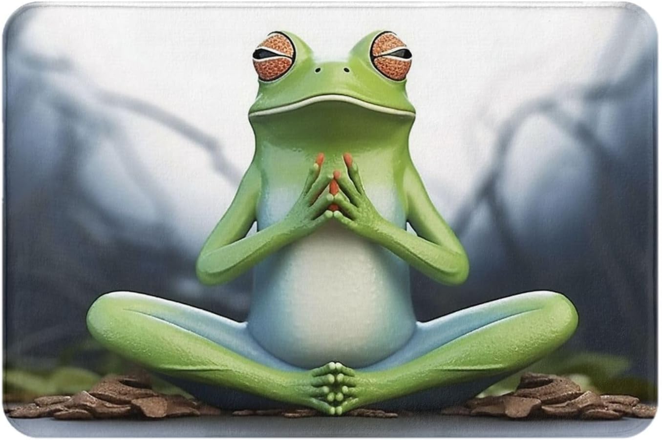 Outdoor Indoor Entrance Door Mat, Non-Slip Washable Welcome Mat Low Profile Floor Mat, Absorbent Flannel Bath Mats, Funny Yoga Frog Doormat for Entryway Rug 16 x 24 Inch