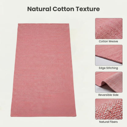 LFH Home Handmade Cotton Yoga Mat Cotton Rug picnic mat For Exercise, Workout, Fitness - Perfect Heavy Quality Eco Friendly Natural Cotton Woven Reversible Yoga Mats for Men & Women - 72x26 Inch.