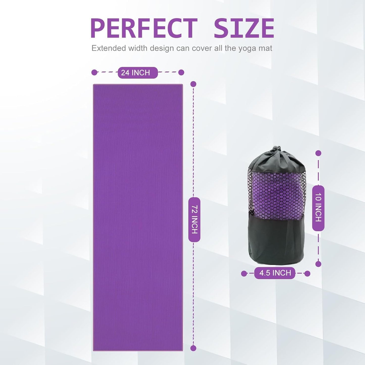Hot Yoga Towel - Microfiber Non Slip Yoga Mat Towel with Grip Dot Sweat Absorbent Towel for Hot Yoga, Pilates and Fitness 72" x 24", Purple