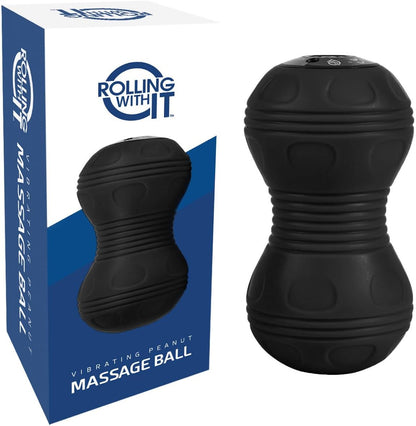 Rolling With It Vibrating Peanut Massage Ball - Deep Tissue Trigger Point Therapy, Myofascial Release - Handheld, Cordless - 4 Intensity Levels - Dual Lacrosse Ball Vibration Massager (Blue)