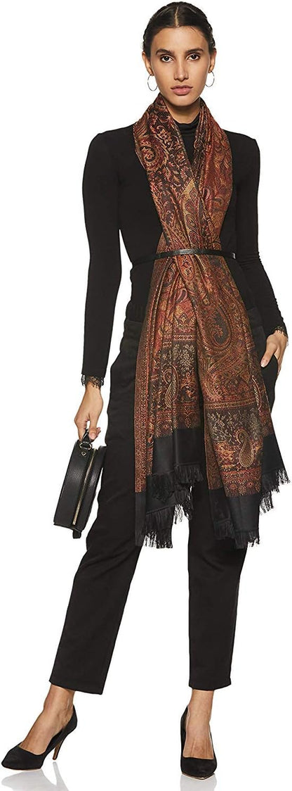 Weavers Villa Women's Pashmina Wool Blend Indian Handicraft Woven Shawls, Scarf, Wraps [Large Size: 40" X 80"]