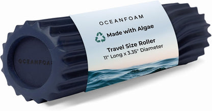 Oceanfoam Ripple Travel Foam Roller (11" x 3.35") Firm Mini Foam Roller for Physical Therapy, Deep Tissue Massage, Back Pain - High Density, Ergonomic Wave Textured - Yoga, Pilates, Exercise (Natural) - Colors A