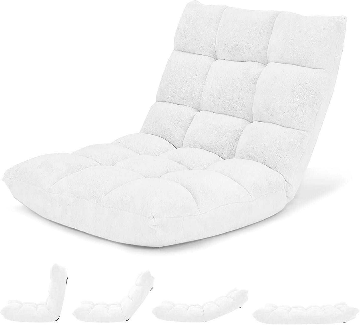 Giantex Folding Floor Chair with Back Support, 14 Adjustable Position, Padded Sleeper Bed, Couch Recliner, Gaming Floor Chairs for Adults, Meditation, Living Room (TAN)