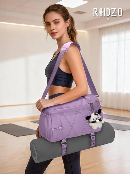 Small Gym Bag for Women with Yoga Mat Holder and Wet Compartment, Mini Gym Duffle Bag Yoga Bag with Water Bottle Pocket for Workout Travel, Green