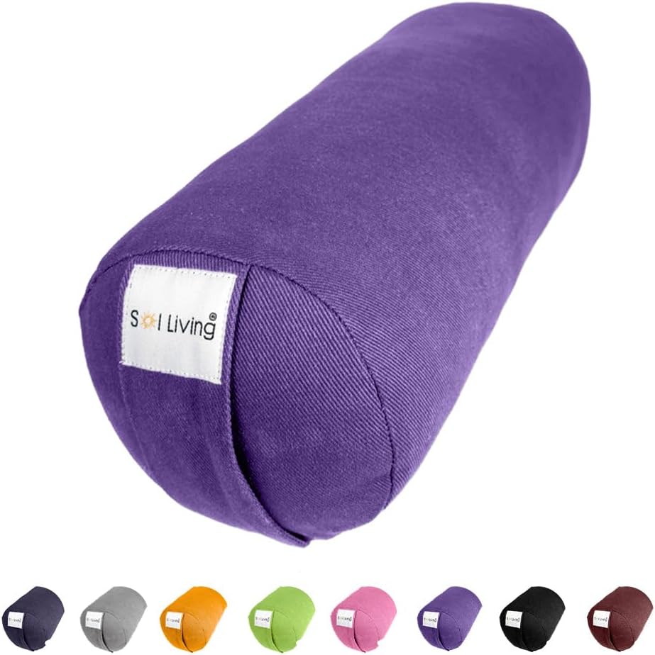 Sol Living Yoga Bolster Pillow for Restorative Yoga Meditation Bolster 100% Cotton Cylindrical Meditation Cushion Firm Cushion Bolster Washable Cover for Balance Support Asana Poses