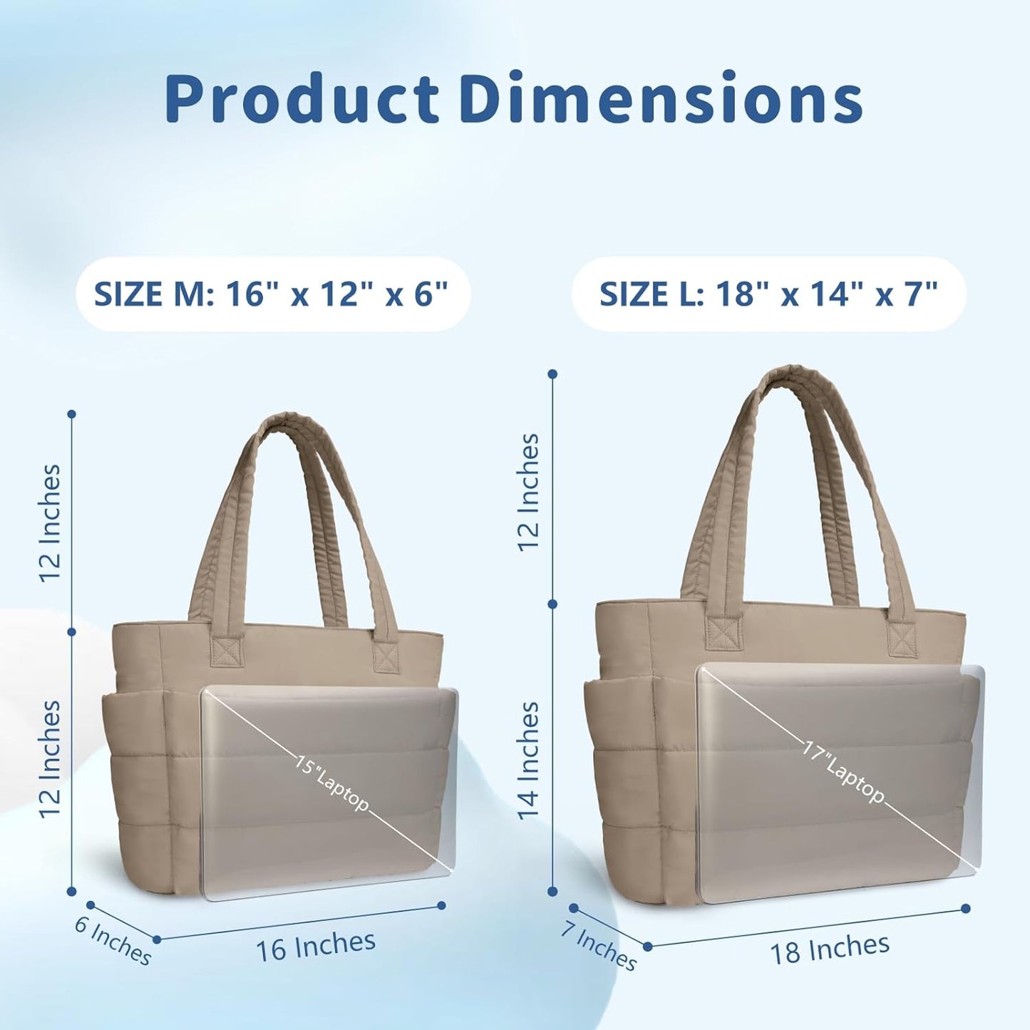 TOPDesign Puffer Tote Bag for Women, Lightweight Puffy Handbag with Compartments, Quilted Shoulder Bag for Work, Travel, Gym - Colors A