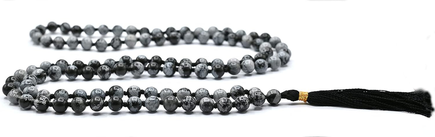Amazing Gemstone 108 Beads Handmade Mala (Knotted, Rudraksha) - Colors A