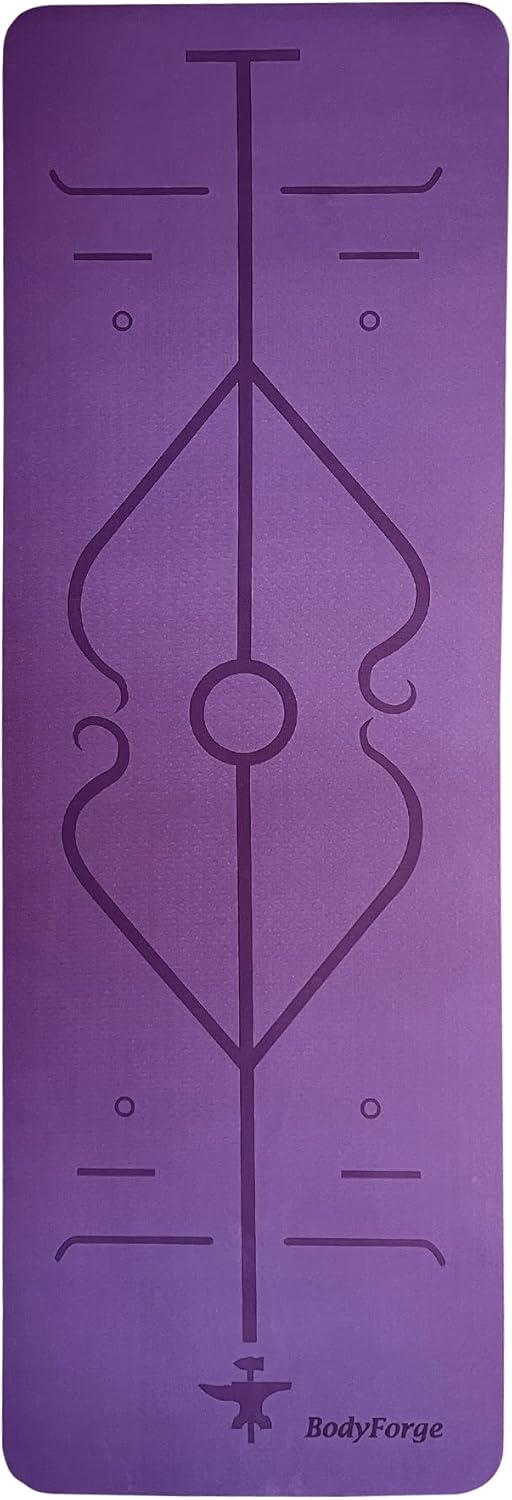 BodyForge Yoga Mat Thick Exercise Mat Thick 8mm TPE Eco-Friendly with Alignment Marks Non-Slip Extra Thick High-Density for Women and Men Workout Pilates